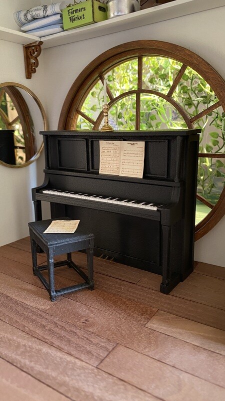 Upright Piano and Bench – 1/12 scale Dollhouse DIY Kit