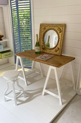 Trestle Table + Stool – 1/12 scale Dollhouse DIY Kit