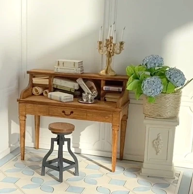 Romantic Antique Writing Desk – 1/6 scale - dollhouse DIY kit