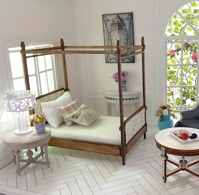 Four Poster Canopy Miniature Bed – 1/12 scale miniature DIY-Kit