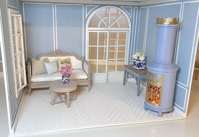 The Stockholm Apartment 1/12 scale (in 2 sizes + 2 decor variants) Roombox DIY-Kit