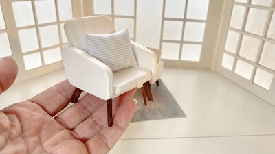 Retro Chair + Table kit – 1/12 scale dollhouse diorama miniature DIY Kit