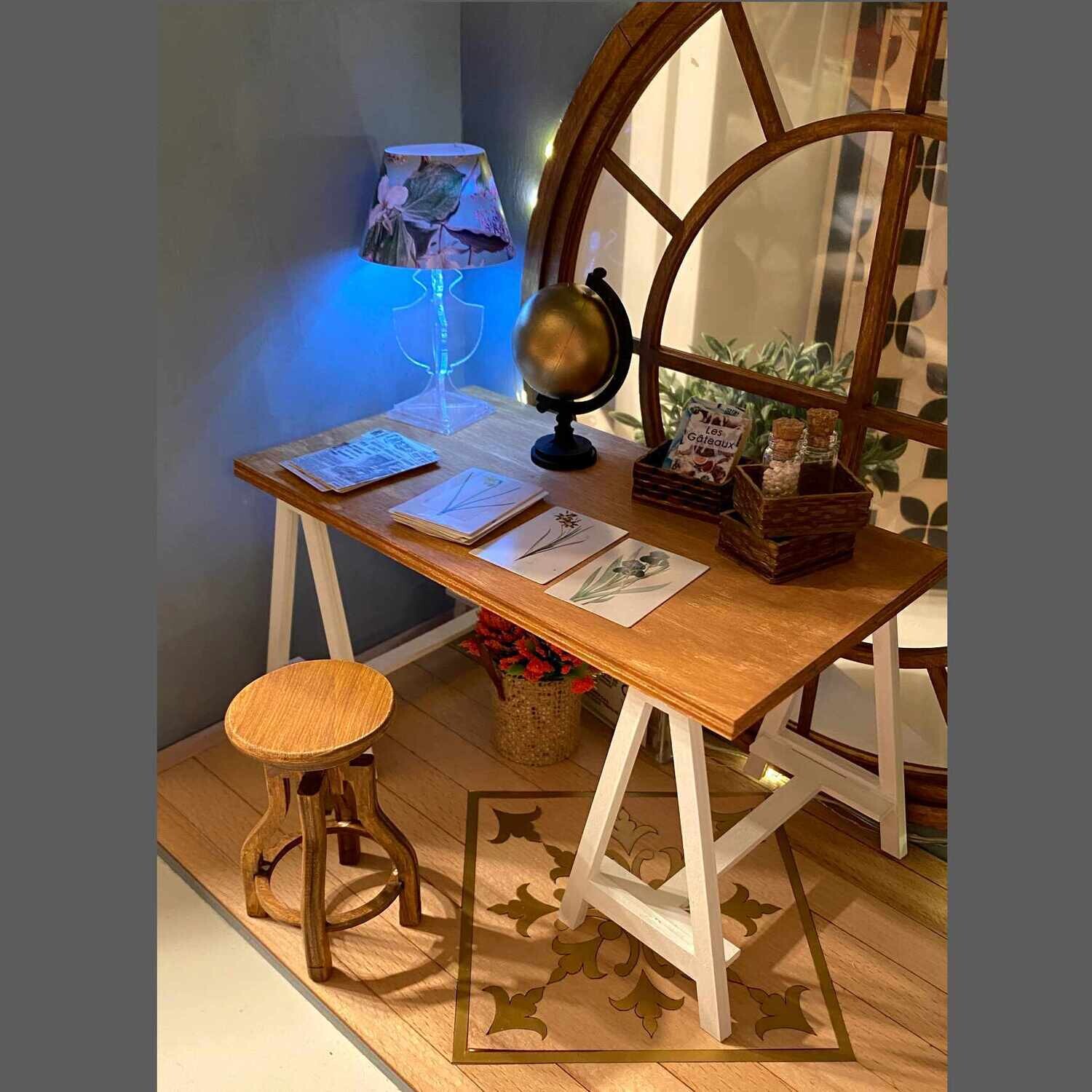 Trestle Table + Stool – 1/6 scale DIY Kit for Fashion Doll