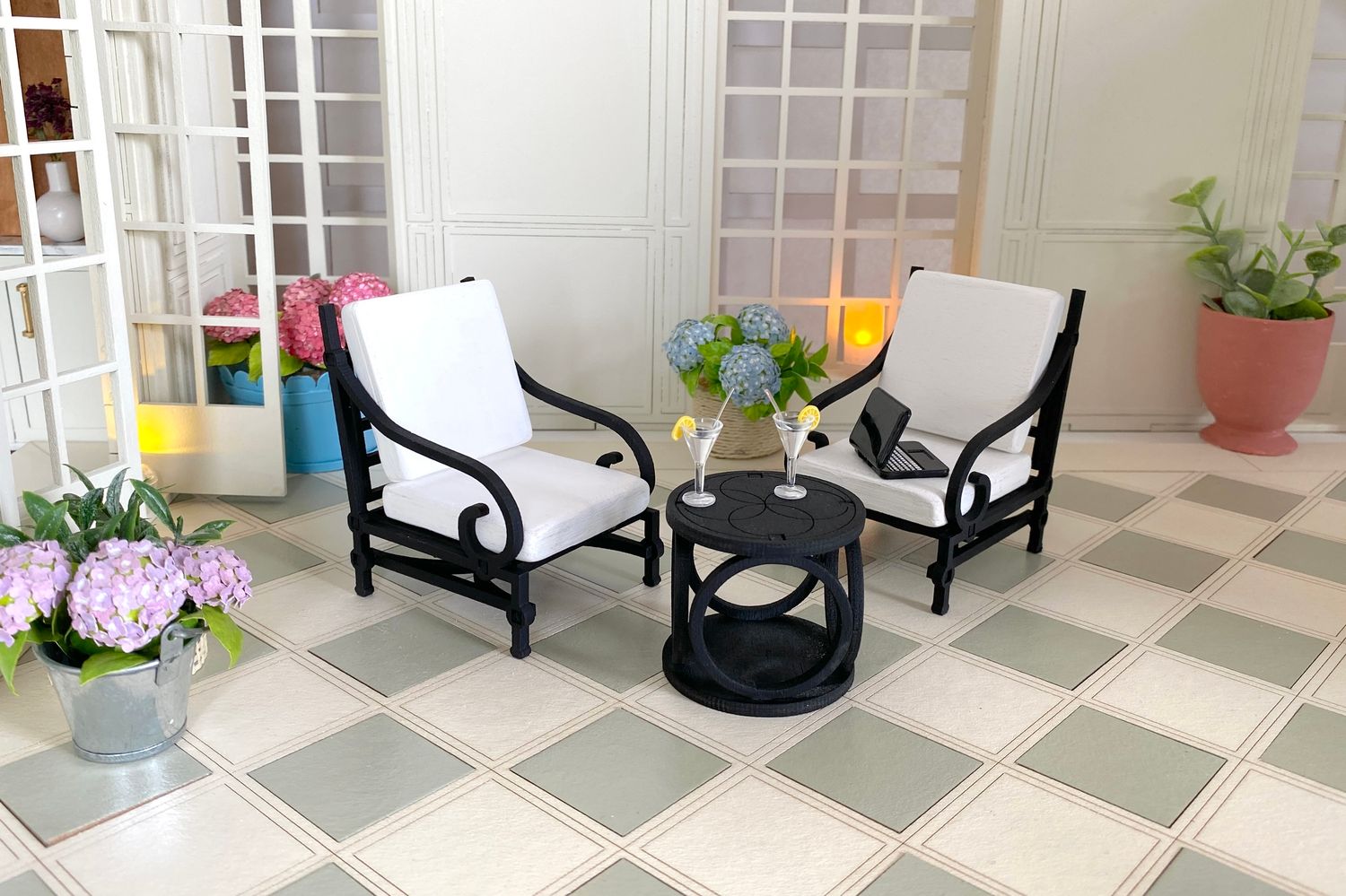 Outdoor Lounge Chair – complete 1/12 scale Dollhouse DIY  Kit