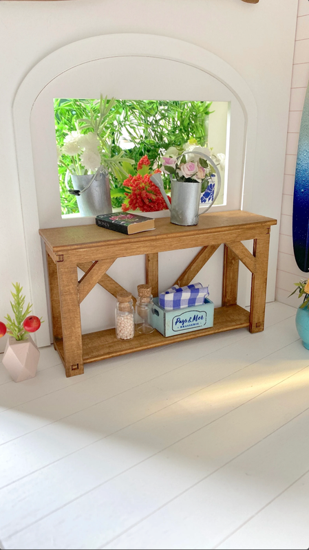 Rustic Farmhouse Console Table in 1/12 scale – Digital Cut Files and Tutorial