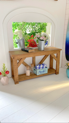 Rustic Farmhouse Console Table in 1/12 scale – Digital Cut Files and Tutorial