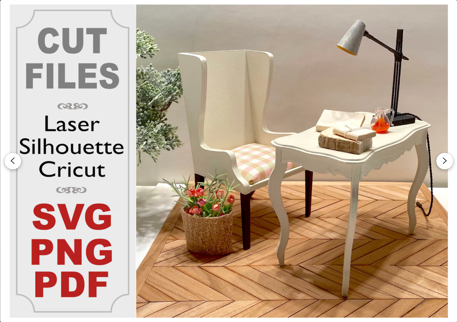 Ladies Desk &amp; Chair in any scale – Digital Cut Files and Tutorial