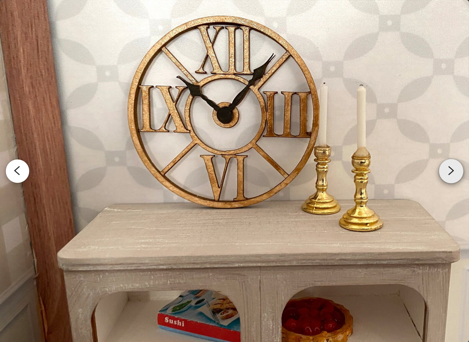 Antique Wall Clock with Roman Numerals DIY-Kit 1/12 scale