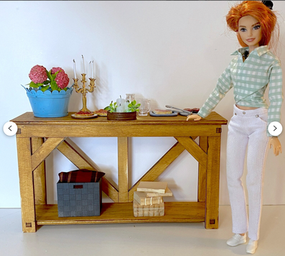 Rustic Farmhouse Console Table - DIY Kit in 1/6 Dollhouse scale