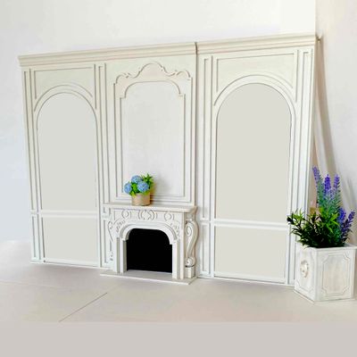 The Classic Fireplace Wall (no doors!) with a luxuriant fireplace mantel – 1:6 scale DIY kit
