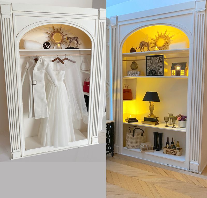 Doll Diorama Shelf Wall / Dress Cabinet – 1/6 scale DIY kit