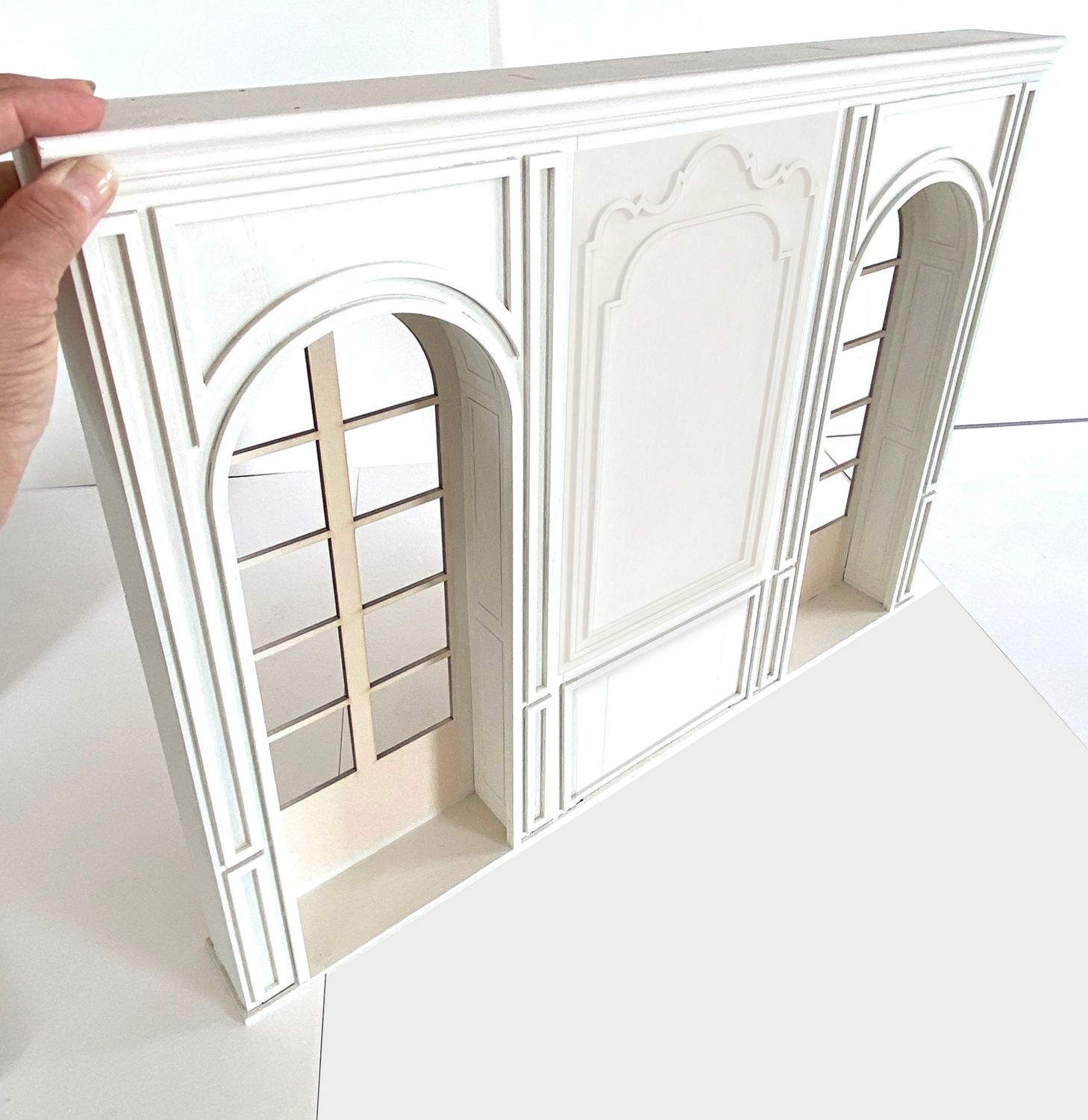 The Arched Doors Wall with architectural niches plus moulding/trim – 1:6 scale DIY kit