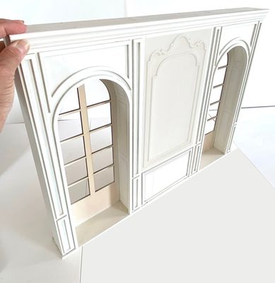 The Arched Doors Wall with architectural niches plus moulding/trim – 1:6 scale DIY kit