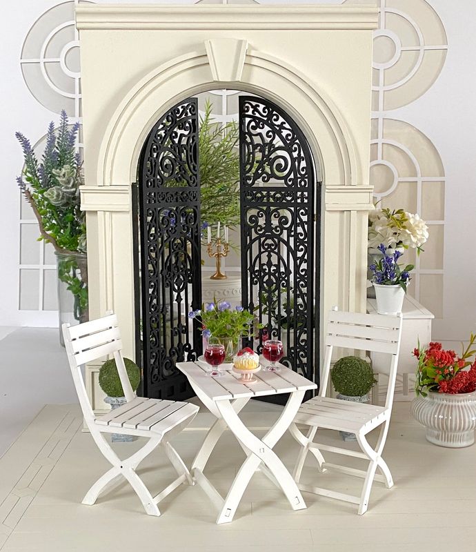 Garden Outdoor Chairs and Table – 1-6th scale Miniature DIY KIT