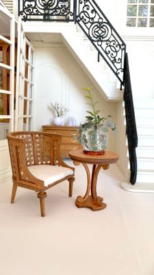 Regency /Empire Club Chair / Side Table – 1-12 scale furniture – complete DIY kit including cushion and fabric