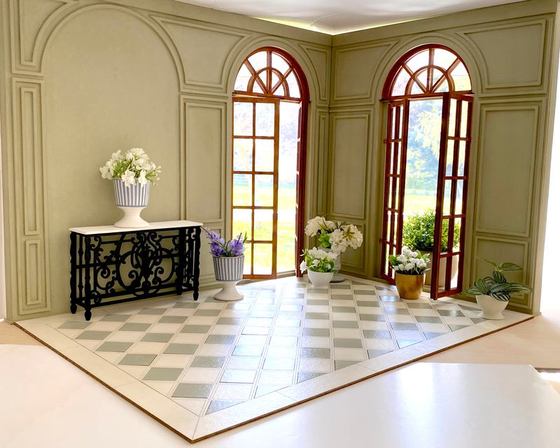 Framed TILE FLOORING – 1:6 scale DIY kit – 21.7 x 15.7 inches / 552 x 400 mm
