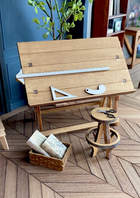 Architects Drafting Table and Stool in 1/12 scale DIY-Kit