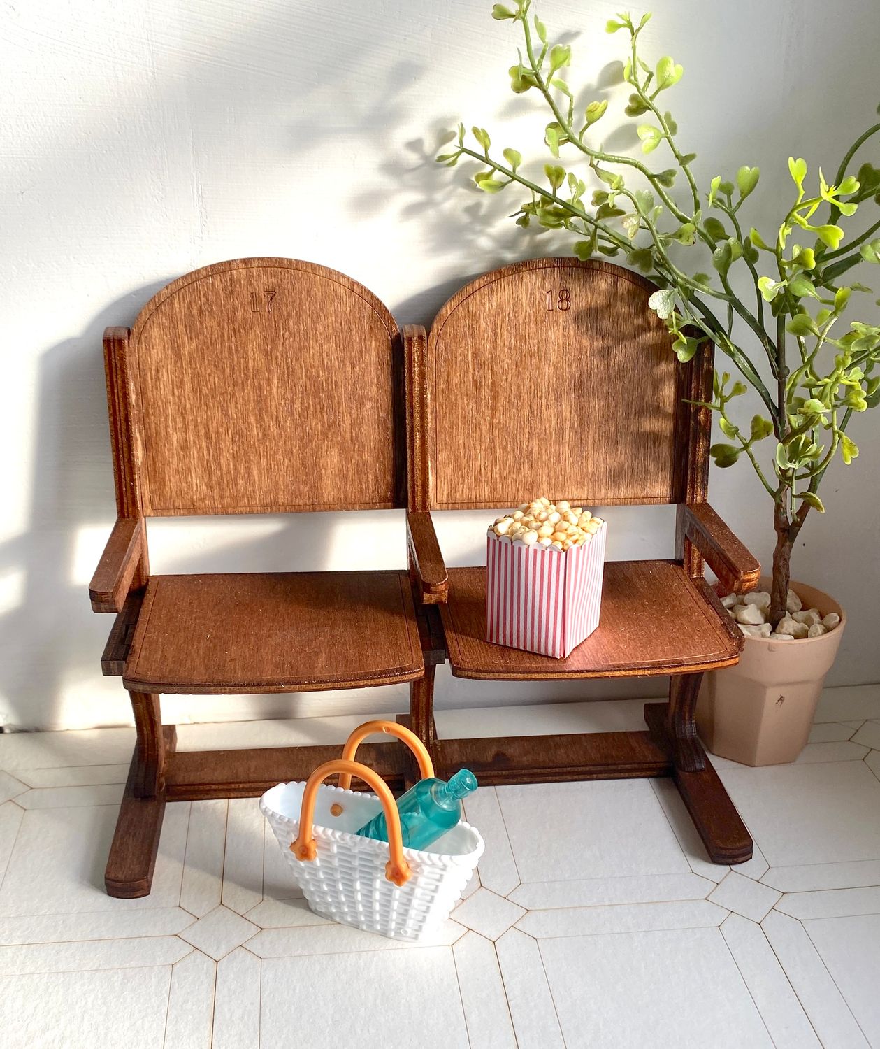 Folding Cinema Chairs / Theatre Seats 2seats or 3 seats as 1/6 scale DIY Kit