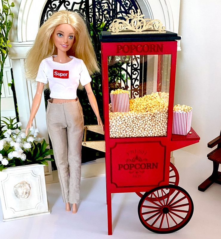 Vintage Popcorn Stand – 1-6 scale fashion doll furniture - Easy DIY kit