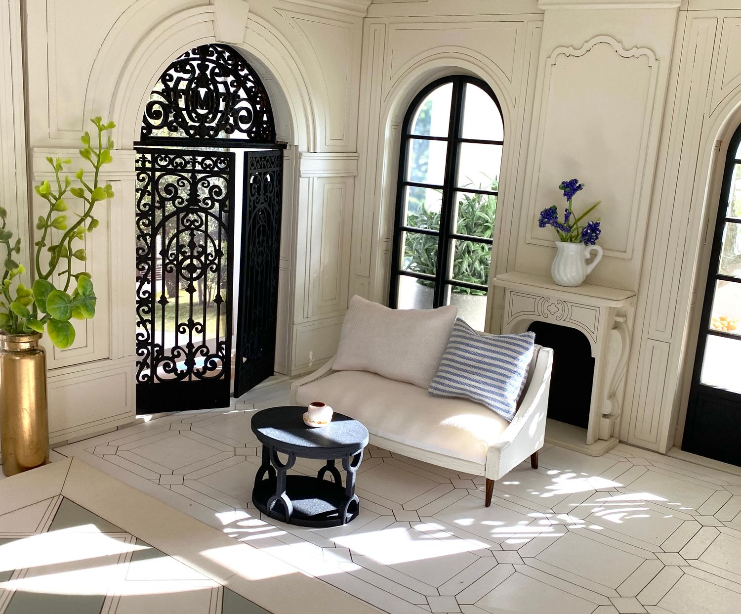 Studio Sofa - 1/12 scale - Dollhouse Miniature DIY Kit