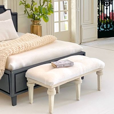 Bed Bench upholstered – 1:12 scale --- Dollhouse Miniature DIY kit