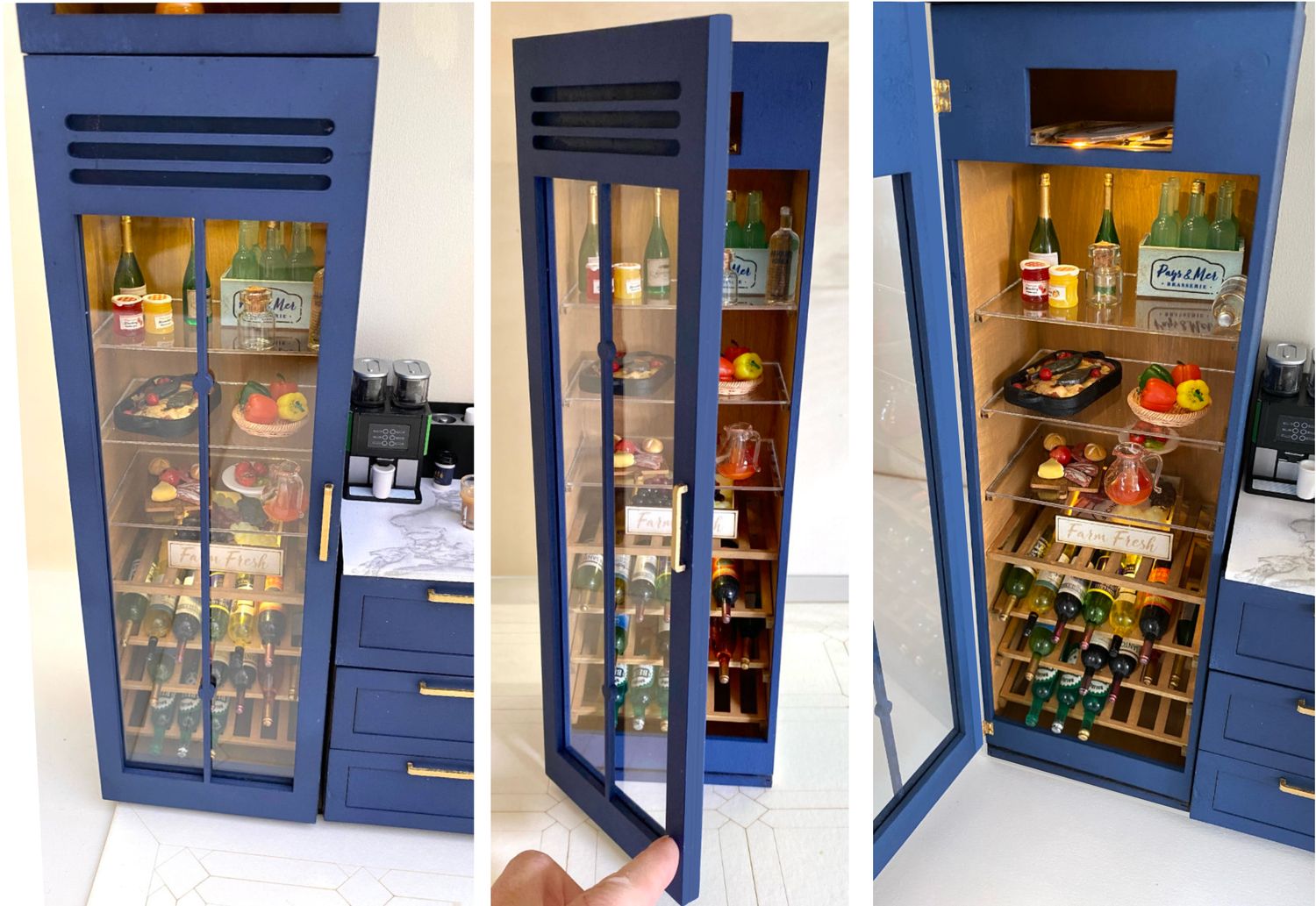 Fridge/Pantry/Wine Cooler/Display Cabinet kit – 1-6 scale fashion doll furniture - DIY kit