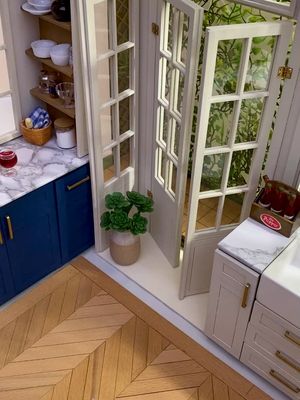 Country Kitchen Wall with Window, Range Cooker + Hood, Fridge, Cabinets – 1:6 scale DIY kit