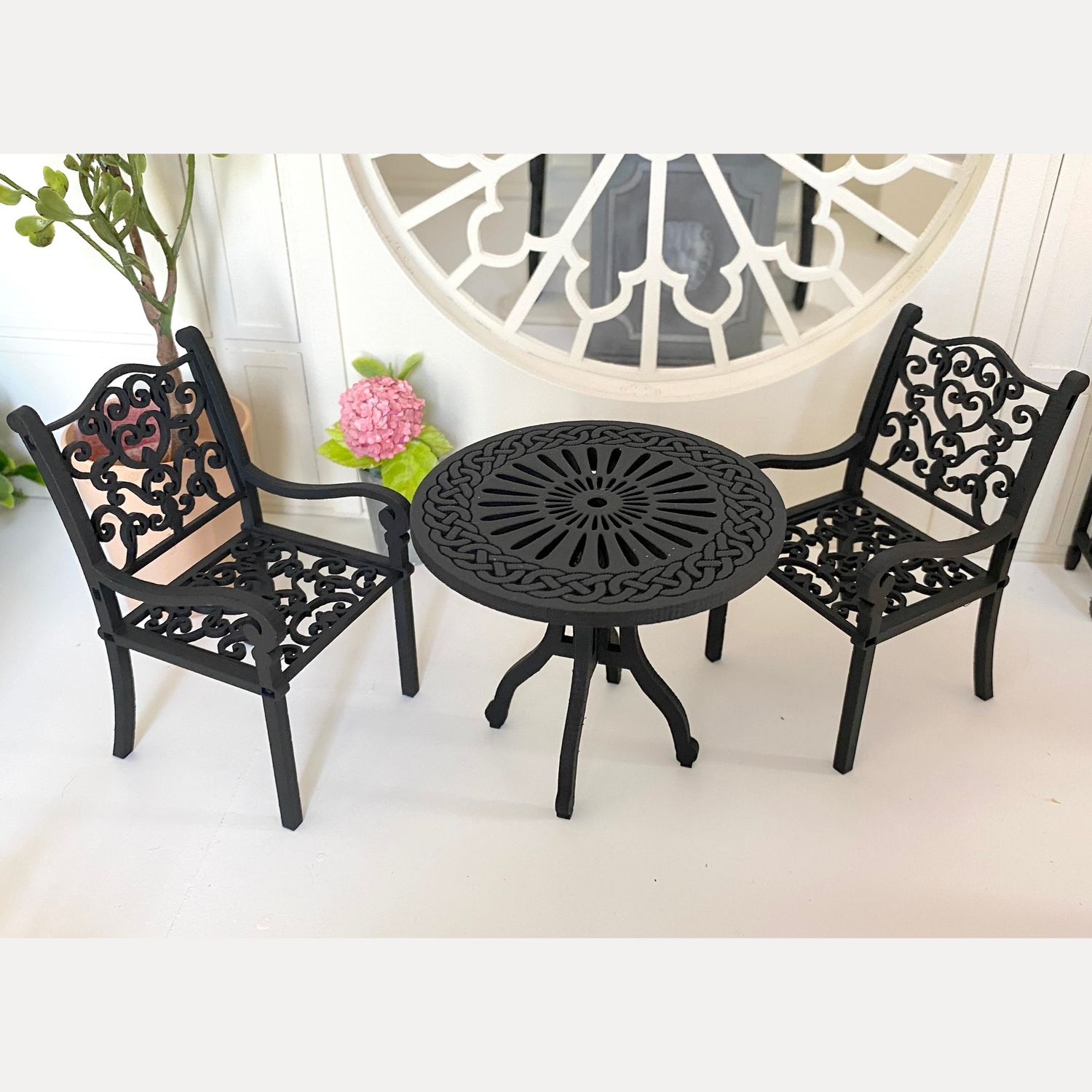 Cast Iron Style Patio Furniture Kit Set – 3 pieces – 1:12 scale miniature DIY KIT