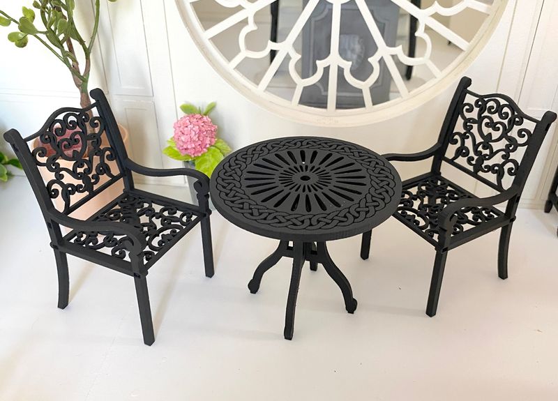 Cast Iron Style Patio Furniture Kit Set – 3 pieces – 1:12 scale miniature DIY KIT