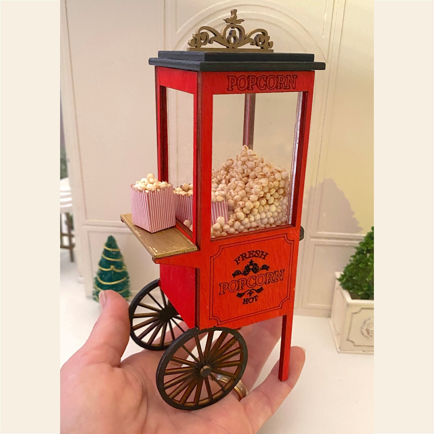 Miniature Popcorn Cart – 1-12 scale classic dollhouse size - DIY kit