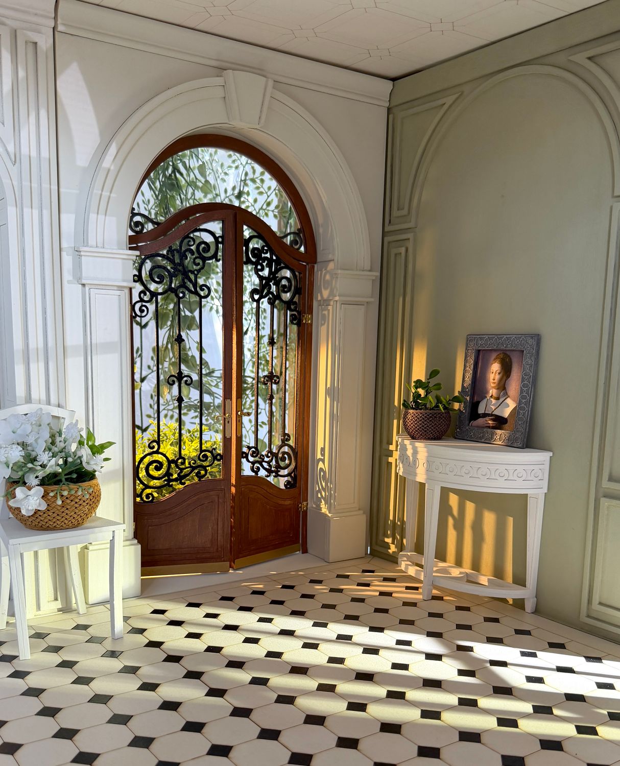 French Riviera Villa Doors – Arched doors element for doll dioramas and architecture lovers – 1-6 scale DIY kit