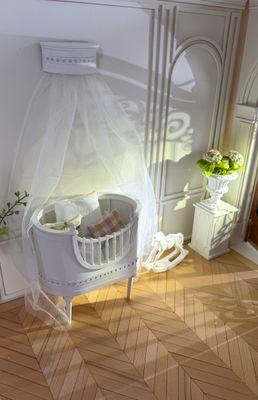 Oval Baby Crib DIY Kit | 1-6 scale Dollhouse Nursery Furniture with Fluted Legs