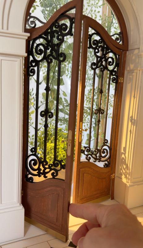 Custom Sized French Riviera Villa Doors – Arched doors element for doll dioramas – DIY kit