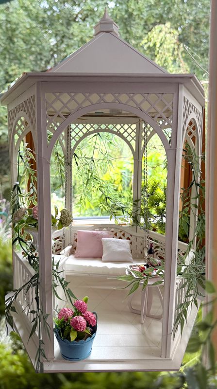 Pergola – Pavilion – Porch Swing 1-6 scale dollhouse DIY kits