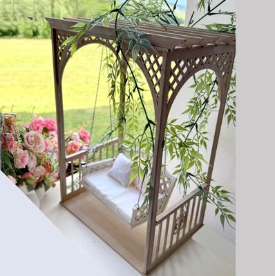 Pergola – Pavilion – Porch Swing 1-6 scale dollhouse DIY kits