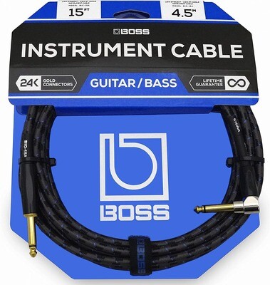 Cable 1/4-1/4 de 4.5 Metros Boss BIC15A en Ángulo