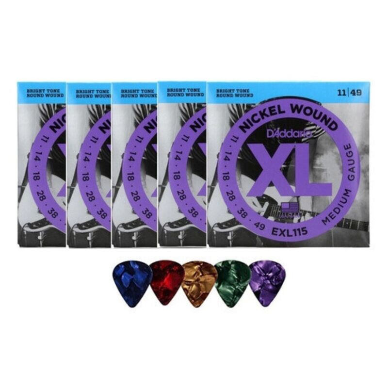 Set 5 Encordados D&#39;addario Guitarra Eléc Exl115 Cuerdas 0.11