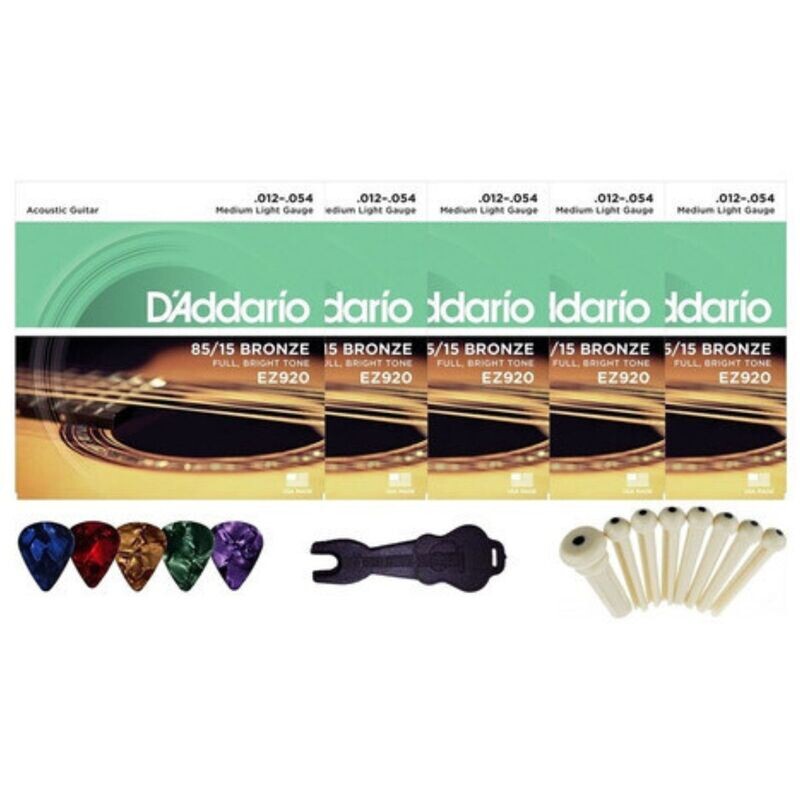 Set 5 Encordados Daddario Ez920 Cuerda 0.12 + Accesorios