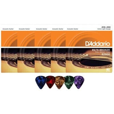 Set 5 Encordado Daddario Guitarra Eléc/acu Ez900 Cuerda 0.10