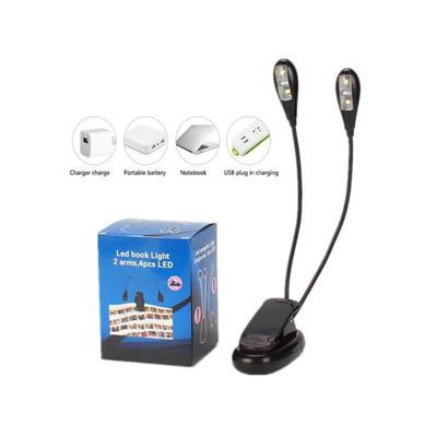 Luz Led Con Clip Dos Brazos Para Lectura Partitura con carga USB