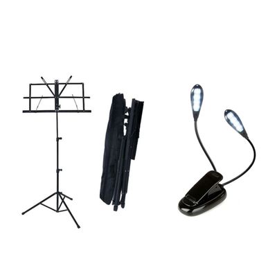 Atril De Partitura Plegable Con Funda y Luz led recargable marca Purple Turtle