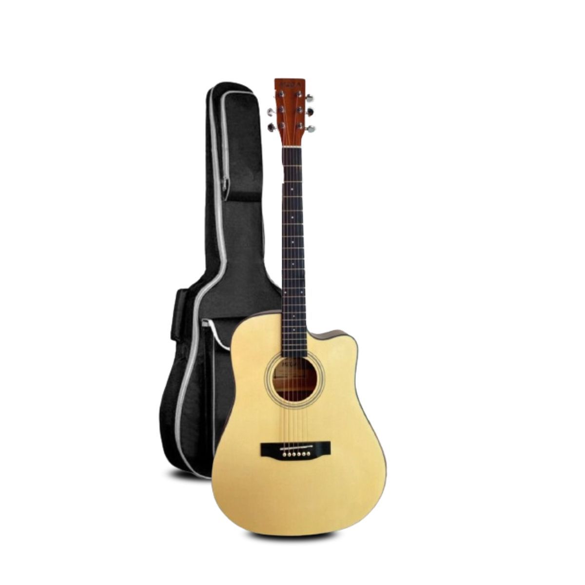 Guitarra Acustica Folk Mega Con Funda Acolchonada