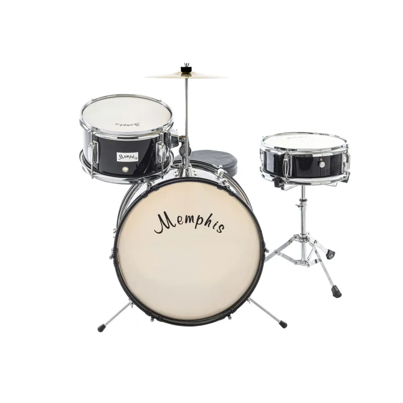 Bateria Infantil Memphis Negra 3 Cuerpos