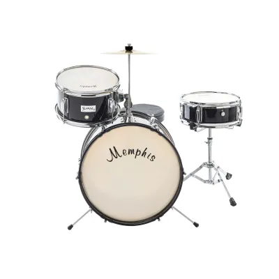 Bateria Infantil Memphis Negra 3 Cuerpos