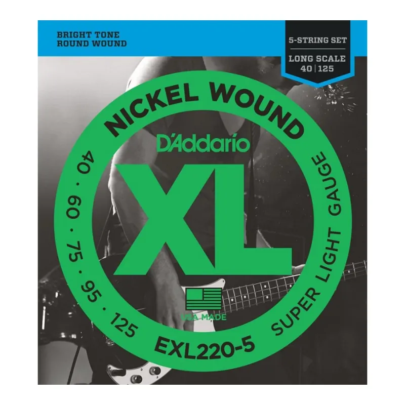 Set de Cuerdas para bajo de 5 cuerdas D'Addario
EXL220-5