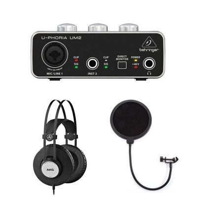 Interfaz Behringer UM2 + AKG K72 + Antipop