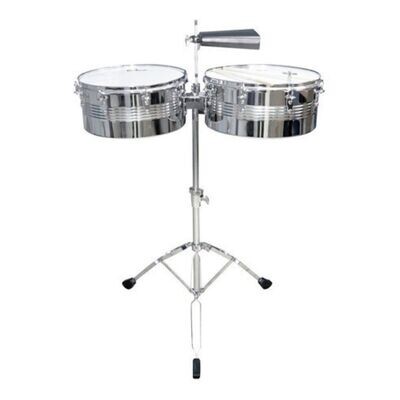 Timbales Pailas 13 Y 14  Con Soporte Y Campana Purple Turtle