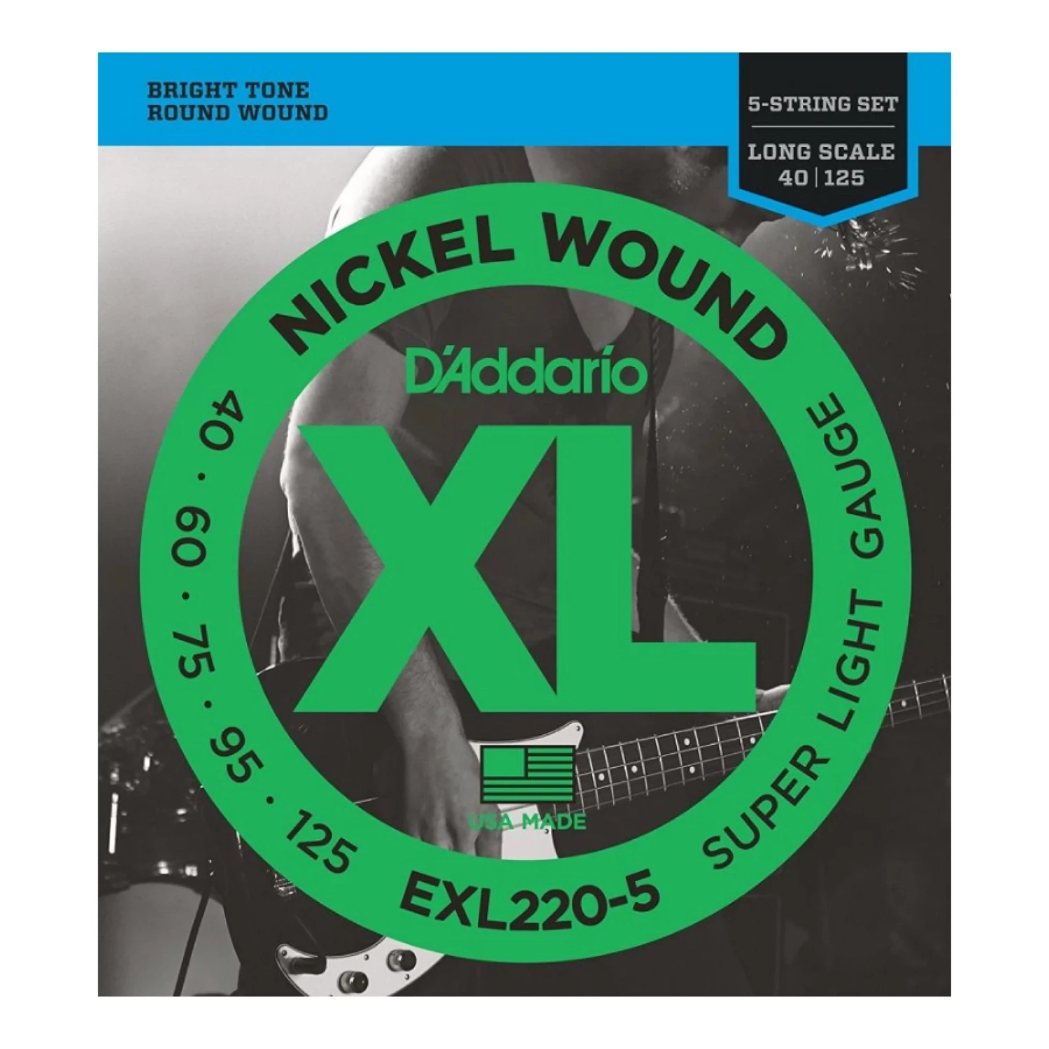 Set de Cuerdas para bajo de 5 cuerdas D'Addario EXL220-5