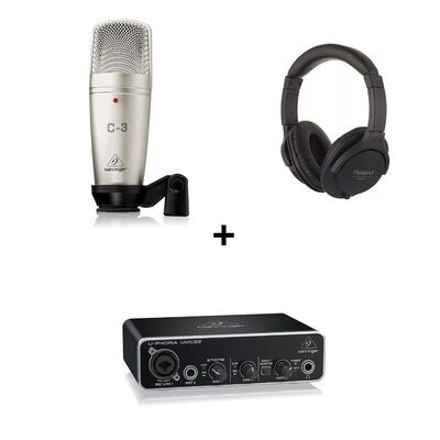 Microfono + Auriculares + Interfaz de Audio + Cables + Antipop de REGALO!