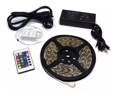 Cinta Tira Led Rgb 5050 5mts Con Control Y Transformador